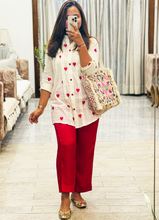 Load image into Gallery viewer, Heart-Printed Cotton Shirt &amp; Shantoon Trouser Co-ord Set