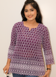Plum Embroidered Georgette Short Kurta Top – Elegant Everyday Wear