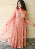 Image of Rose Glow Embroidered Georgette Anarkali Kurta Set with Net Dupatta