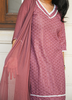 Image of Blush Pink Embroidered Cotton Kurta Set with Chiffon Dupatta