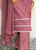 Image of Blush Pink Embroidered Cotton Kurta Set with Chiffon Dupatta