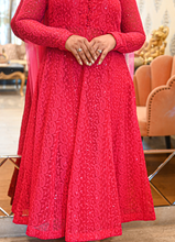 Load image into Gallery viewer, Pink Georgette Chikankari Anarkali Set with Chiffon Dupatta