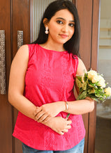 Load image into Gallery viewer, Elegant Pink Pure Cotton Sleeveless Short Top – Summer Special