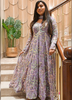 Image of Rose Glow Embroidered Georgette Anarkali Kurta Set with Net Dupatta