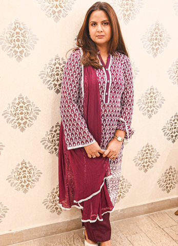 Royal Bloom Printed Georgette Kurta Set with Chiffon Dupatta
