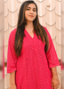 Image of Crimson Charm Georgette Cord Set with Shantoon Pants