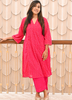 Image of Crimson Charm Georgette Cord Set with Shantoon Pants