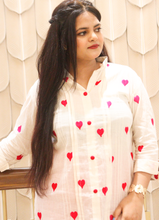 Load image into Gallery viewer, Heart-Printed Cotton Shirt &amp; Shantoon Trouser Co-ord Set