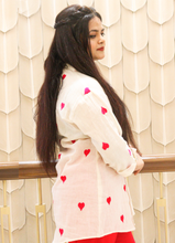Load image into Gallery viewer, Heart-Printed Cotton Shirt &amp; Shantoon Trouser Co-ord Set