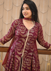 Image of Maroon Georgette Shrug Style Lehenga Set with Sequin Embroidery