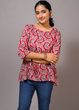 Load image into Gallery viewer, Super Soft Rayon Printed Top with Waist Tie