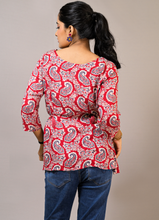 Load image into Gallery viewer, Super Soft Rayon Printed Top with Waist Tie