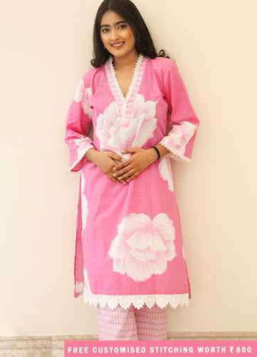 Rosy Radiance Floral Printed Co-ord in Soft Cotton