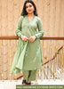 Image of Sage Green Cotton Embroidered Suit Set with Dupatta