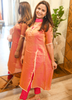 Image of Shiny Pink Fendy Kurta Set with Chiffon Dupatta