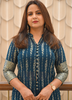 Image of Midnight Blue Printed Georgette Kurta Set with Shantoon Pant