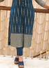 Image of Midnight Blue Printed Georgette Kurta Set with Shantoon Pant