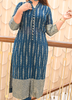 Image of Midnight Blue Printed Georgette Kurta Set with Shantoon Pant