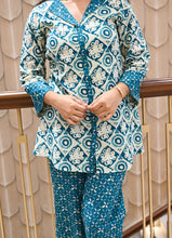 Load image into Gallery viewer, Blue Floral Printed Pure Cotton Co-ord Set (2-Piece)