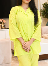 Load image into Gallery viewer, Pure Cotton Chikankari Top &amp; Rayon Bottom Set – Lemon Yellow | 2-Piece Summer Co-ord