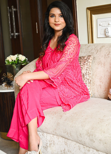 Glam Pink Partywear Co-ord with Sparkling Shrug