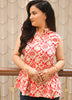 Image of Coral Charm Mandarin Collar Cotton Top