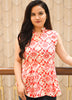 Image of Coral Charm Mandarin Collar Cotton Top