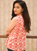 Image of Coral Charm Mandarin Collar Cotton Top