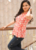 Image of Coral Charm Mandarin Collar Cotton Top