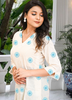 Image of Off-White Pure Cotton Top with sky  Blue Thread Embroidery