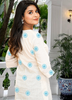 Image of Off-White Pure Cotton Top with sky  Blue Thread Embroidery