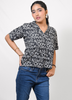 Image of Black & White Typography Print Rayon Shirt for Women