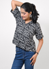 Image of Black & White Typography Print Rayon Shirt for Women