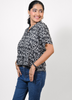 Image of Black & White Typography Print Rayon Shirt for Women