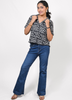 Image of Black & White Typography Print Rayon Shirt for Women