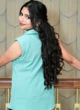Load image into Gallery viewer, Mint Breeze Textured Collared Sleeveless Top