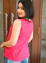 Load image into Gallery viewer, Elegant Pink Pure Cotton Sleeveless Short Top – Summer Special