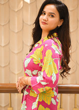 Load image into Gallery viewer, Pink &amp; Yellow Floral Printed Pure Cotton Shirt Top