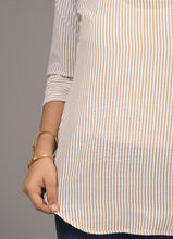 Load image into Gallery viewer, Beige &amp; White Vertical Stripe Cotton Top