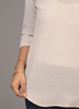 Image of Beige & White Vertical Stripe Cotton Top