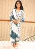 Image of Blue Blossom Pure Cotton Kurta Set with Chiffon Dupatta