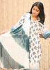 Image of Blue Blossom Pure Cotton Kurta Set with Chiffon Dupatta