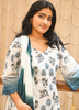 Image of Blue Blossom Pure Cotton Kurta Set with Chiffon Dupatta