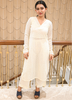 Image of White Thread-Embroidered Georgette Kurta Set with Chiffon Dupatta