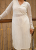 Image of White Thread-Embroidered Georgette Kurta Set with Chiffon Dupatta
