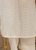 Image of White Thread-Embroidered Georgette Kurta Set with Chiffon Dupatta