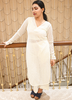 Image of White Thread-Embroidered Georgette Kurta Set with Chiffon Dupatta